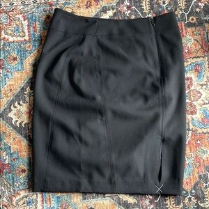 Women’s Loft Black Knee-Length Pencil Skirt with Slit